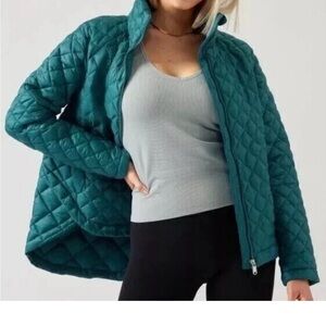 Athleta Whisper Featherless Jacket 3X Teal Quilted Zip High Low